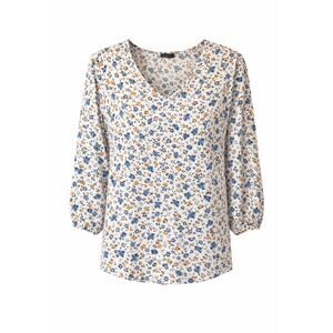 Mario Serrani Italy Womens Blouse M Medium Floral V Neck 3/4 Sleeve Lightweight